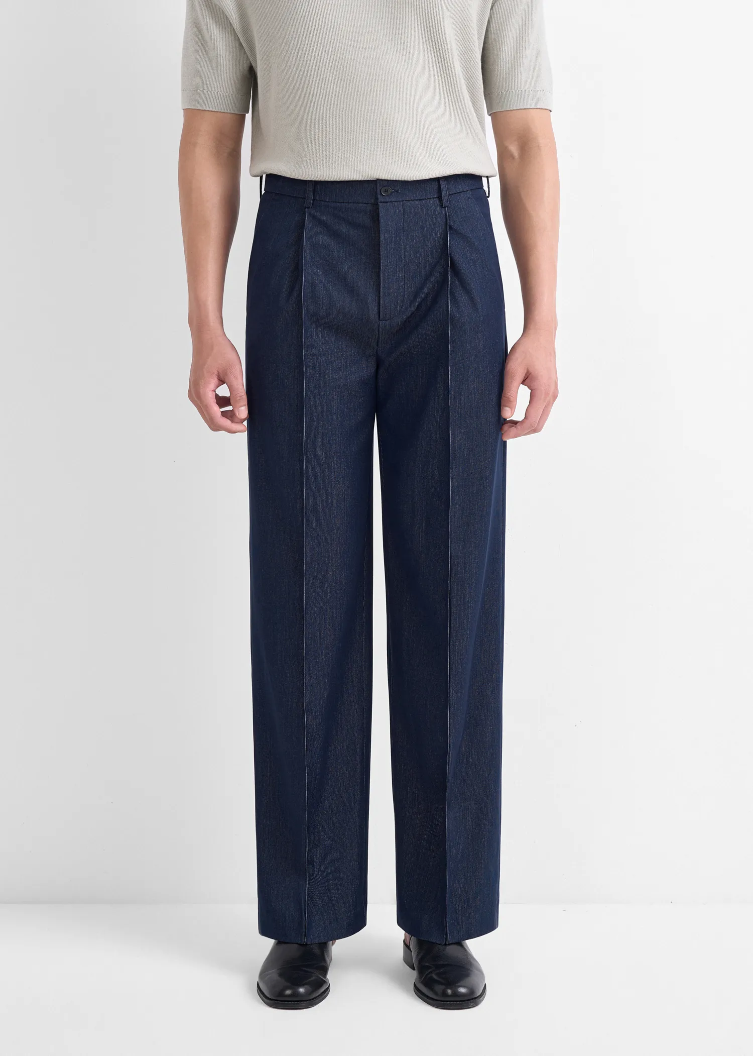 One-Tucked Back-Banded Wide Pants - Ảnh 6