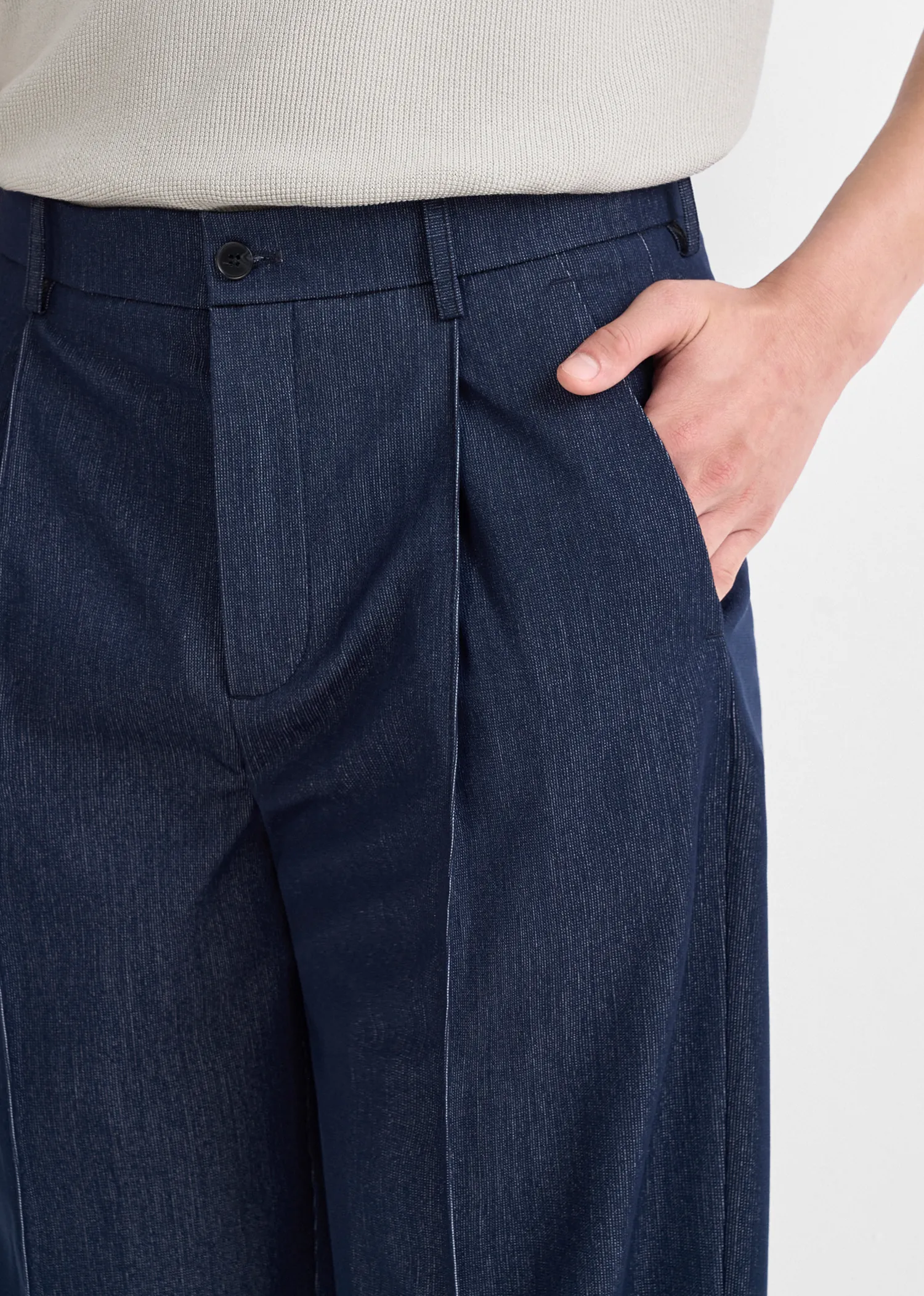 One-Tucked Back-Banded Wide Pants - Ảnh 7